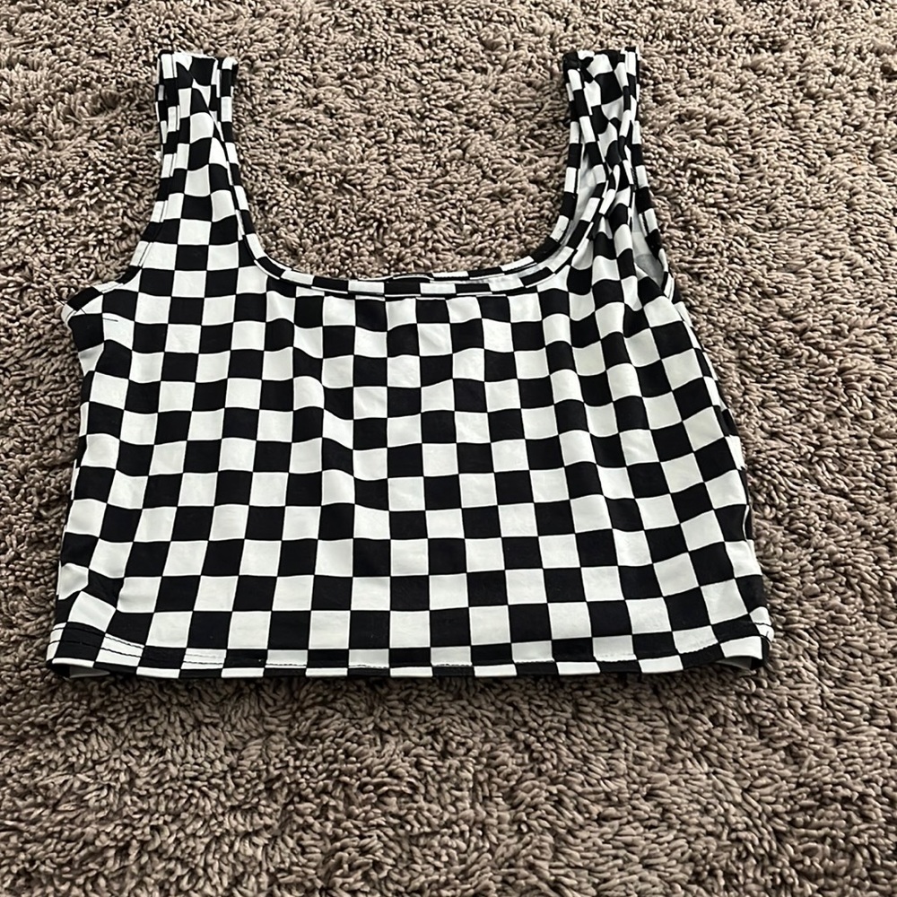 Black and white checkered crop top
